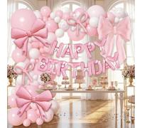 Kit de arco de globos rosa pastel y blanco, 102 globos de látex mate con cadena para decoración de despedida de soltera de cumpleaños de niñas (JT-HD01-Bow)