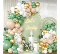 Kit de Arco de Globos Santo Verde, VUCDXOP 190 piezas Kit de Guirnalda de Globos Verde Blanco y Dorado, Globos Arco Kit para Fiesta de Cumpleaños, Boda, Graduación, Aniversario, Jubilación, Año Nuevo