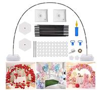 Kit de arco de globos, soporte ajustable de fibra de vidrio con bases, bolsas de agua, bomba y clips, soporte de arco de globos reutilizable para decoración de fiestas y bodas