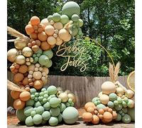 Kit De Arco De Globos Verde Salvia, 137 Guirnaldas De Globos Verde Oliva, Nude y Marrón, Arco De Globos Neutro Para Cumpleaños De Niños, Salvaje, Suministros De Fiesta De Bosque De Selva Decoración