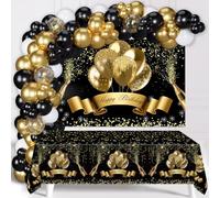 Kit de arco de guirnalda de globos de color negro y dorado, 99 globos de confeti metálicos y dorados, globos de confeti de feliz cumpleaños para hombres, niños, mujeres, suministros de decoración de