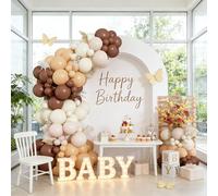 Kit de arco de guirnalda de globos marrones, arco de globos retro marrón nude, globo marrón marfil, globo de arena blanca para boda, Acción de Gracias, otoño, calabaza, neutro, baby shower, decoración