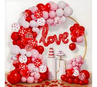 Kit de arco de guirnalda de globos para el día de San Valentín, globos rojos, rosas y blancos con amor, globos de corazón rojo para el día de San Valentín, aniversario, boda, compromiso, fiesta, suministros