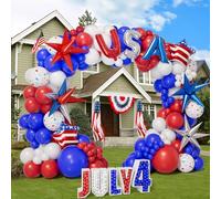 Kit de arco de guirnalda de globos rojos, blancos y azules para el Día de los Patriotas del 4 de julio, Día de los Veteranos, graduación, suministros para fiestas, decoración náutica, Día de los