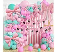 Kit de arco de guirnalda de globos rosa y blanco, 102 piezas de decoración de fiesta de emulsión para boda, baby shower, despedida de soltera, cumpleaños, celebración, telón de fondo (JT-HD05-Bow)