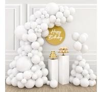 Kit de Arco Globos Blanco 110 Piezas para Cumpleaños, Bodas, Bautismo, Decoración Baby Shower (18/12/10/5 Pulgadas)