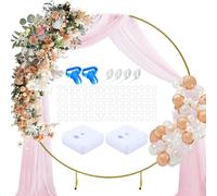 Kit de arco redondo para globos, arco grande de metal dorado de 2 m, con 2 bases rellenables de agua, desmontables y reutilizables para cumpleaños, bodas, baby shower, decoración de fiesta de