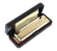 kit de armónica Armónica De 10 Agujeros, 20 ToneC, Oro Mate/negro, Arpa De Blues, Órgano Bucal, Instrumento Musical De Acero Inoxidable Para Principiantes(Gold)