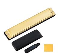 kit de armónica Instrumento Musical De Órgano Bucal Trémolo Profesional De 24 Agujeros Plateado O Dorado(Gold,A Key)