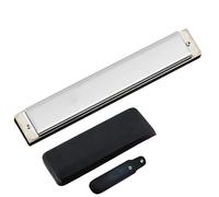 kit de armónica Instrumento Musical De Órgano Bucal Trémolo Profesional De 24 Agujeros Plateado O Dorado(Silver,A Key)