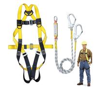 Kit de arnés de seguridad del techo-Protector de caída de cuerpo completo con ajuste de 5 puntos, anillos D seguros, cordón de absorción de impactos | Construcción industrial para techos, hombres
