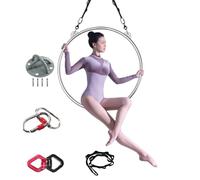Kit de aro aéreo Lyra de acero inoxidable, aro de yoga aéreo de doble punto con sistema de sujeción, aro Lyra giratorio de 360° para el hogar/gimnasio/estudio de danza (tamaño: 85 cm (33")) ( 85