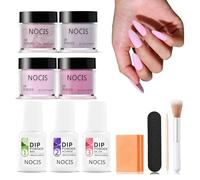 Kit de arranque de polvo de muescas de uñas, kit de uñas de polvo de inmersión, 4 colores para el arte del salón de bricolaje en el hogar, acabado brillante o helado con activador de capa base Manicu