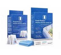 Kit de arranque Fresh Protect con recarga y paño de microfibra - Filtro absorbente de gas etileno para frutas y verduras - Mantiene frescor en el frigorífico compatible con Bosch, Siemens Neff