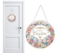 Kit de arte de de huevo de Pascua, colgantes de letrero de puerta de diamantes de imitación de Pascua, de diamantes de imitación, letrero de huevo de Pascua feliz para entusiastas de la