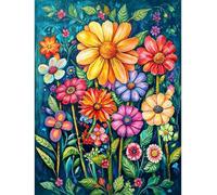 Kit de arte de diamantes de flores con tiza para adultos, lienzo de 12 x 16