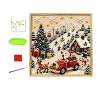 Kit De Arte De Perlas De Navidad Lienzo Flocado DIY Decoración De Pared
