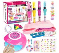 Kit de Arte de uñas para Niños,Set De Manicura Para Niña,Kit Pintauñas Niñas con Secador de Uñas et Pegatinas de Uñas,Kit Pintauñas para Niñas,Maquillaje Niña Regalo Cumpleaños 6 7 8 9 10 11 12 Años