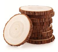 Kit de Artesanías en Madera Sin Acabar - 10 Piezas de Rodajas Naturales de 3.5-4 Pulgadas, Posavasos de Madera para de Mesa, de Madera para Manualidades y Anillos de Madera