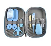 Kit de aseo de bebé, cuidado de seguridad para bebés con cepillo para el cabello corta de clavo para la nariz limpiadora cepillo de dientes de dientes aspirador nasal cuidado de (Azul)