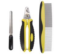 Kit de aseo de mascotas Gavigain, corta de clavos de acero inoxidable, peine, archivo, mango ergonómico, amigable con los viajes, para perros, gatos, cachorros, gatitos, conejos,