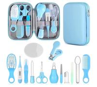 Kit de aseo para bebés, juego de cuidado de seguridad infantil con cepillo para el pelo, peine cortaúñas, aspirador nasal, kit esencial para bebés para recién nacidos y niños (azul)