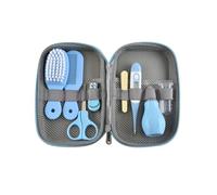 Kit de aseo para bebés, juego de elementos esenciales portátiles para el cuidado del recién nacido de 8 piezas con cortaúñas de seguridad en azul