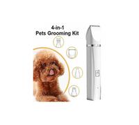 Kit de aseo para mascotas 4 en 1: Cortapelos recargable para gatos, lima de uñas para perros y afeitadora de patas para perros (blanco,