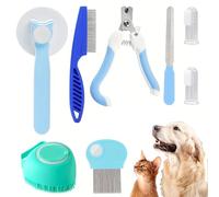 Kit de aseo para perros, kit de aseo para gatos, suministros de aseo para gatos, cortador profesional portátil con peine de sombreado y recortadora para herramientas de baño de spa en interiores