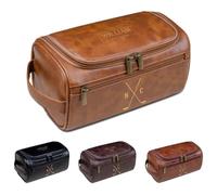 Kit de aseo personalizado para hombre, bolsa de cosméticos de viaje de piel sintética personalizada, nombre e iniciales personalizados, regalo para el día del padre o cumpleaños