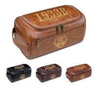 Kit de aseo personalizado para hombres, bolsa de aseo personalizada de cuero con nombre e iniciales, organizador de viaje, regalo para padrinos de boda, papá, marido, día del padre, cumpleaños