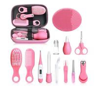 Kit de aseo y cuidado de la salud del bebé, juego de cuidado de seguridad infantil con cepillo de pelo, peine cortaúñas, aspirador nasal, limpiador de oídos, kit esencial para bebés para recién
