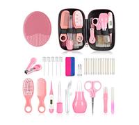 Kit de aseo y cuidado de la salud del bebé, juego portátil de cuidado de seguridad para bebés con cepillo de pelo, peine cortaúñas, aspirador nasal para guardería, recién nacido, niña y niño (25 en 1