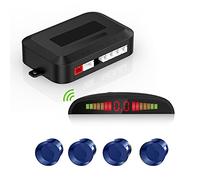 Kit De Asistencia De Aparcamiento Inalámbrico | Radar De Marcha Atrás con 4 Sensores PDC | Pantalla LED con Aviso Acústico, Sin Cableado, Fácil Instalación, Azul