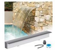 Kit de aspas para cascada de estanque, Caño de cascada for piscina rectangular, acero inoxidable 304, negro y plateado, for jardín Patio, 30,5 a 203 cm(Silver,75in/190.5cm Water Outlet)