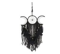 Kit de atrapasueños de luna hecho a mano, decoración bohemia para colgar en la pared, atrapasueños de macramé, sueño único romántico para niñas, adorno para colgar en la pared (Negro)
