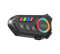 Kit de auriculares para auriculares, sistema de comunicación para cascos, con luz colorida, reducción de ruido, asistente de voz, impermeable para ciclismo al aire libre, conducción, esquí y moto de