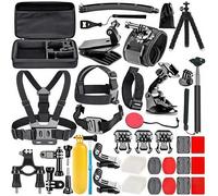 Kit de aventura Pro 50 en 1 para GoPro 10 9 8 7 6 5 4 3, DJI Action, Insta360 - 360 ° Soportes para bicicleta/casco/pecho y estuche impermeable