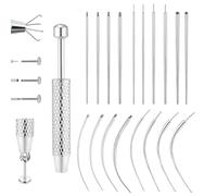 Kit de ayuda para la inserción de piercings, 19 piezas, agujas de perforación de 14G, 16G, 18G y 20G y desenroscadores de bolas, herramienta de cambio para oreja, nariz, labio, abdomen y lengua