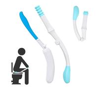 Kit de ayudas para el inodoro, limpiaparabrisas plegable y cepillo de baño, mango largo, limpieza de parte inferior para ayudar a personas con discapacidad, ancianos, embarazadas y con problemas