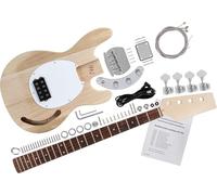 Kit De Bajo Eléctrico Rocktile MM-Style - Set DIY para bajo eléctrico con cuerpo de paulownia, diapasón de palisandro, mástil de arce, 21 trastes, humbucker, acabado natural para montaje propio