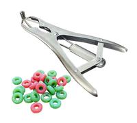 Kit de bandas para cabras, alicates a presión de acero inoxidable con 100 anillos castradores, alicates expansores de globos de 8, 3x4, 1 pulgadas