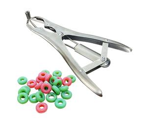 Kit de bandas para cabras, herramienta de bandas de castración de acero inoxidable con 100 anillos castradores, alicates expansores de globos de 8, 3x4, 1 pulgadas.