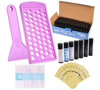 Kit de Bandeja de Llenado de Bálsamo Labial Kare & Kind - 1x Bandeja de Llenado, 1x Espátula, 50x Tubos de Bálsamo Labial (Negro), 50x Pegatinas Personalizables (3 Colores), 50x Pegatinas Impresas