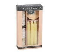 Kit de baño Happiness Ritual con sales de baño de magia herbal, esenciales de aroma estimulante, juego de velas de hechizo amarillo y ritual de baño de manifestación para una experiencia alegre