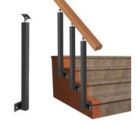 Kit de barandilla cuadrada para escaleras de interior, para jardín, pared, garaje, porche, montaje lateral/frontal ajustable, 100 cm, color negro, 1 paquete