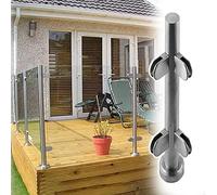 Kit de barandilla de acero inoxidable 304 para terrazas y patios, sistema de barandilla de escalera segura para interiores y exteriores, 90/95/105 cm de altura, poste de esquina plateado - Solución de