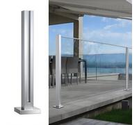 Kit de barandilla de balcón de vidrio de acero inoxidable con barandilla cuadrada para exteriores, barandillas de separación de escaleras de 90 cm de alto, poste de vidrio para terrazas y patios