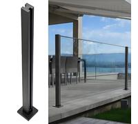 Kit de barandilla de cristal de acero inoxidable 304 para uso en interiores y exteriores, 65 cm de alto, extremo negro, ideal para patios, piscinas, separadores de jardín, accesorios completos