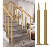 Kit De Barandilla De Escalera De Garaje Dorada, Balaustre Cuadrado De Metal Para Escaleras, Porche, Pasillo Interior, Terraza Exterior, Montaje En Suelo Con Soportes Ajustables, Paquete De 2, 120 Cm/